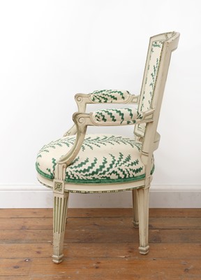 Lot 416 - A French Louis XVI-style painted fauteuil