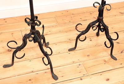 Lot 404 - A pair of wrought iron standard lamps
