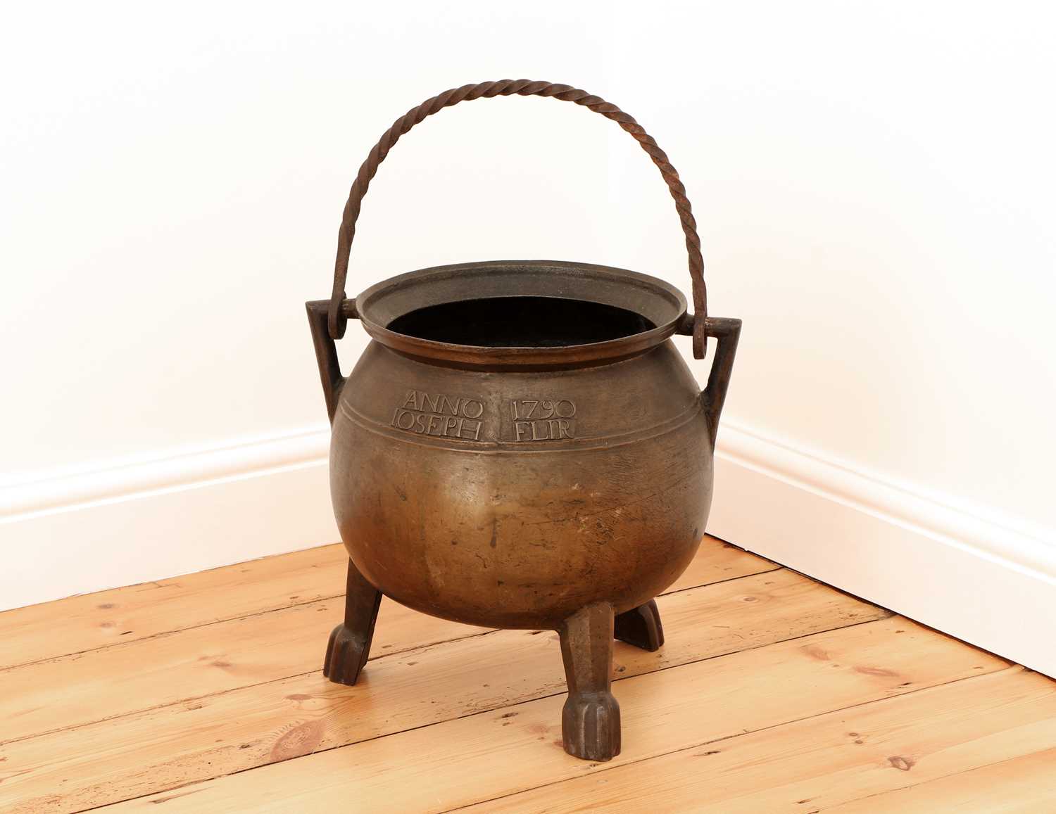 Lot 409 - A French leaded bronze cauldron