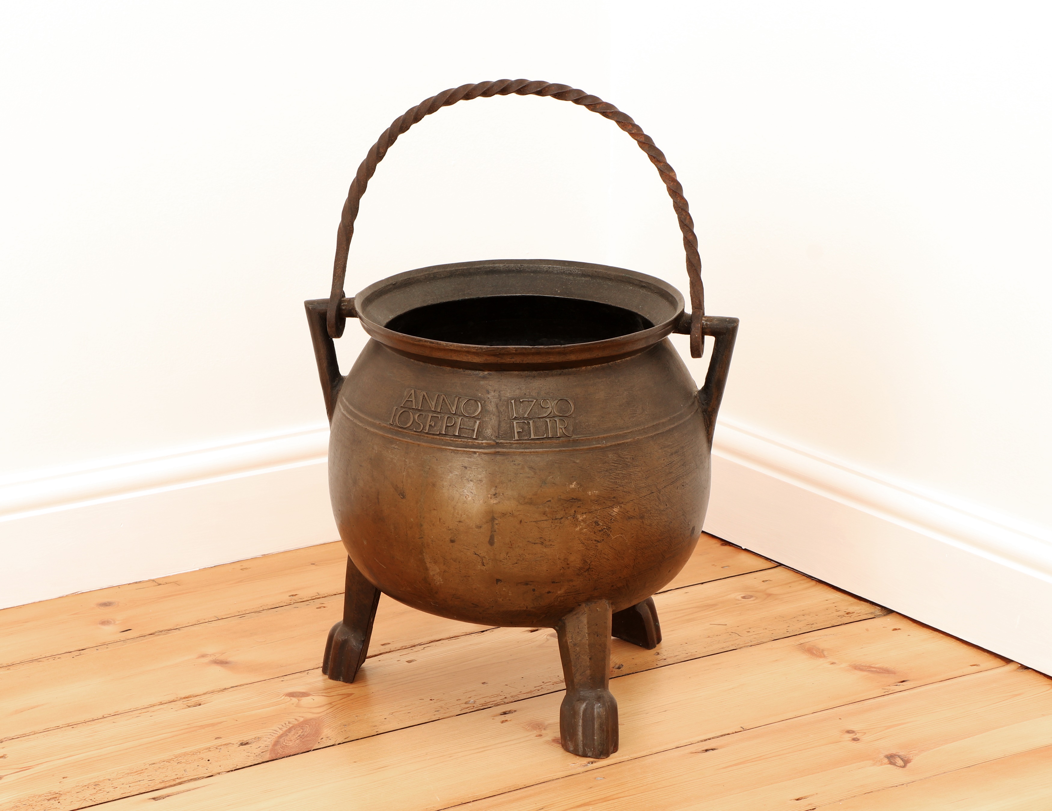 Lot 409 - A French leaded bronze cauldron,