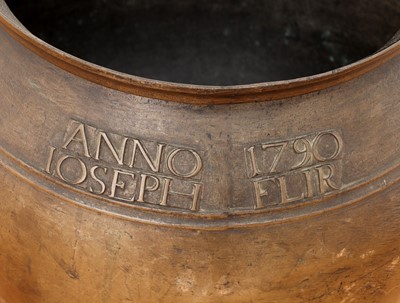 Lot 409 - A French leaded bronze cauldron