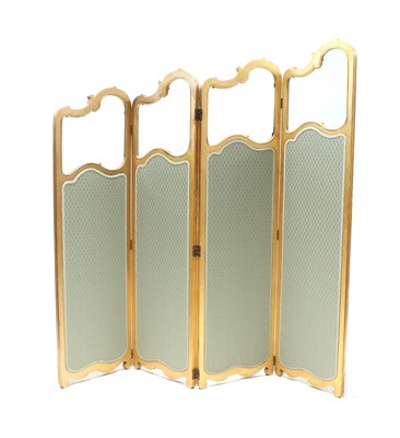Lot 242 - A French Louis XV-style giltwood and glass folding screen