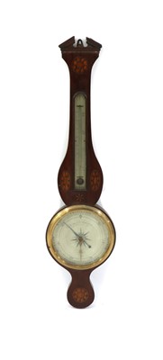 Lot 238 - A George III mahogany, boxwood strung and inlaid wheel barometer