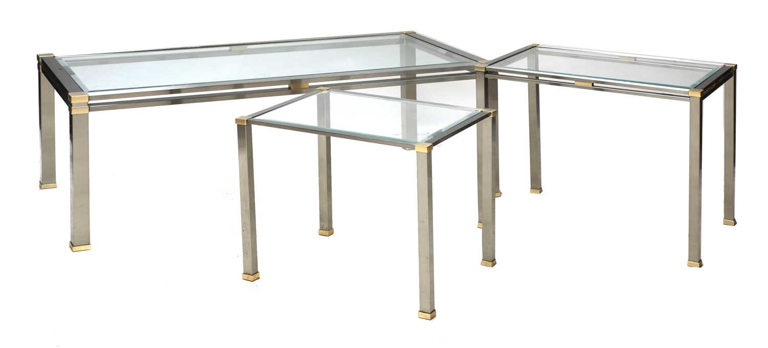 Lot 579 - A French brass and steel nest of tables