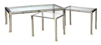 Lot 579 - A French brass and steel nest of tables