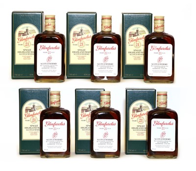 Lot 361 - Glenfarclas, Single Highland Malt Scotch Whisky, 21 Years Old, six bottles in original box