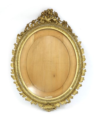 Lot 649 - A 19th century oval gilt wood and gesso moulded portrait frame