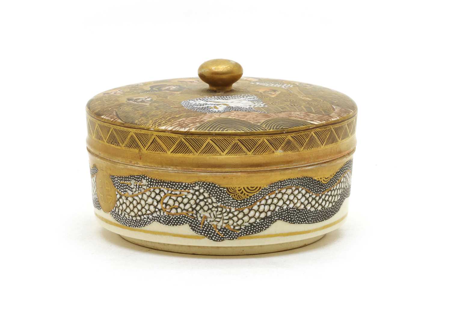 Lot 65 - A Japanese Satsuma pottery jar and cover