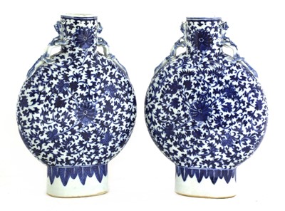 Lot 16 - A pair of Chinese blue and white moon flasks