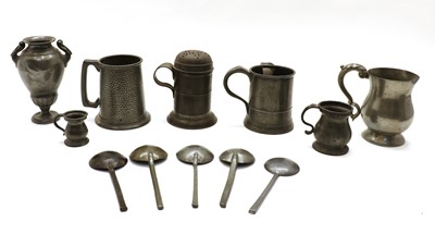 Lot 329A - A collection of pewter items