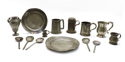 Lot 329 - A collection of pewter items