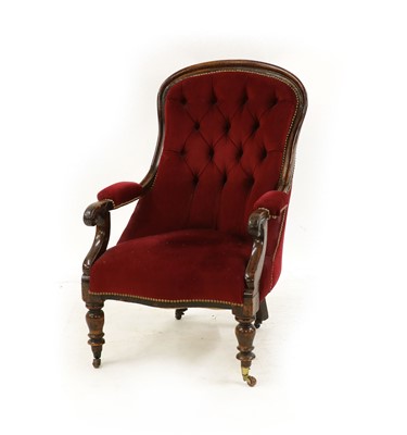 Lot 337 - A Victorian mahogany button back open armchair