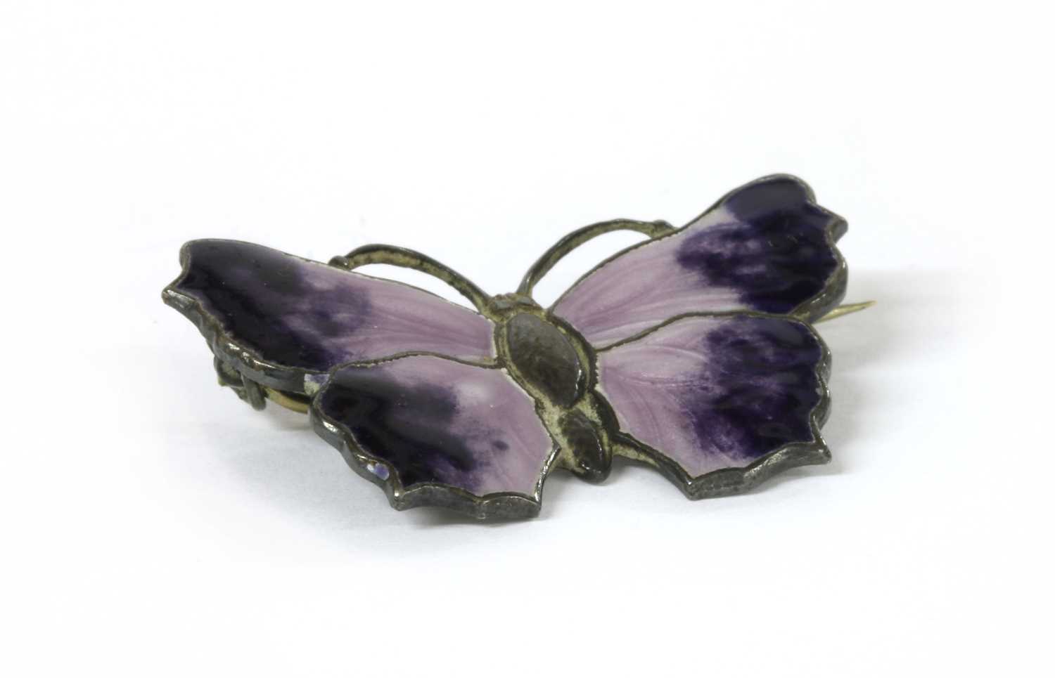 Lot 40 - A silver enamel butterfly brooch