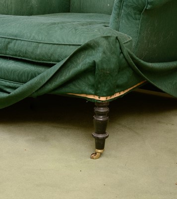 Lot 418 - A green button upholstered armchair