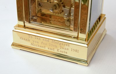 Lot 243 - A brass carriage clock