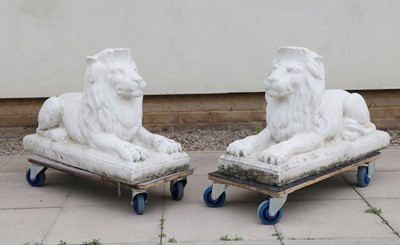 Lot 394 - A pair of white painted reconstituted stone garden ornaments