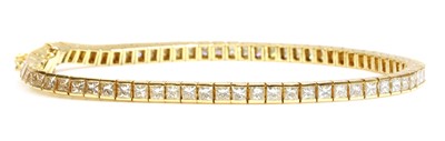 Lot 310 - A Continental gold diamond set line bracelet