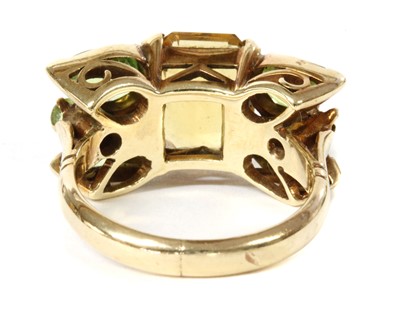 Lot 189 - A gold citrine and peridot ring