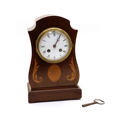 Lot 132 - An Edwardian inlaid mahogany mantel clock
