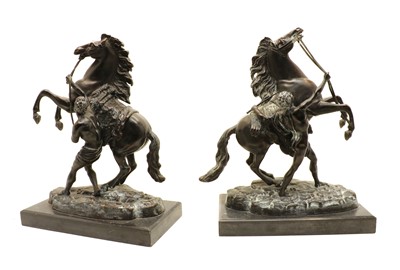Lot 166 - A pair of late 19th century bronze Marly horses