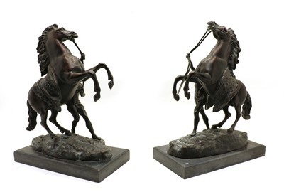 Lot 166 - A pair of late 19th century bronze Marly horses