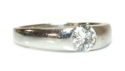 Lot 422 - A platinum single stone gypsy or Prussian style ring