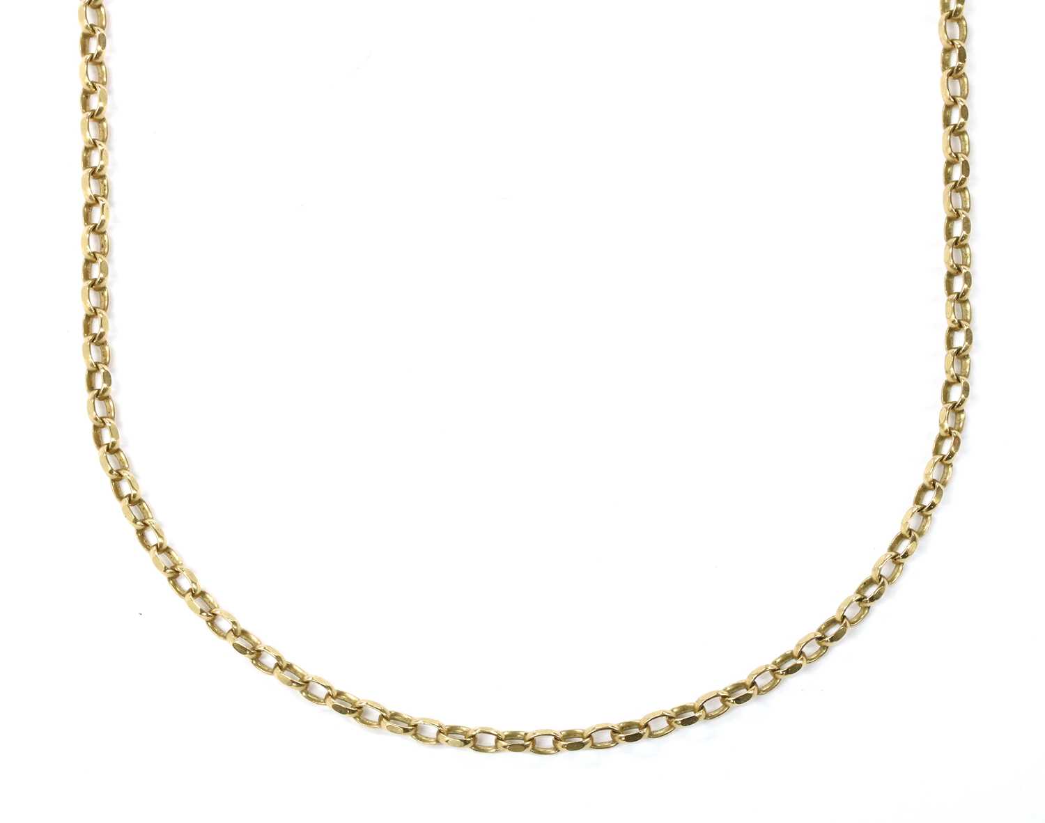 Lot 65 - A 9ct gold oval faceted belcher link necklace