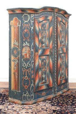 Lot 209 - A Northern European painted pine armoire