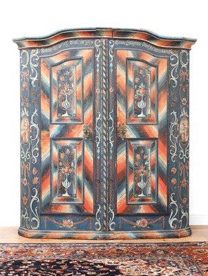 Lot 209 - A Northern European painted pine armoire