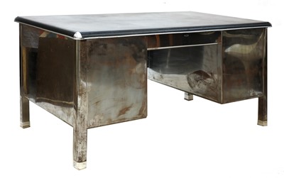Lot 153 - A polished steel desk