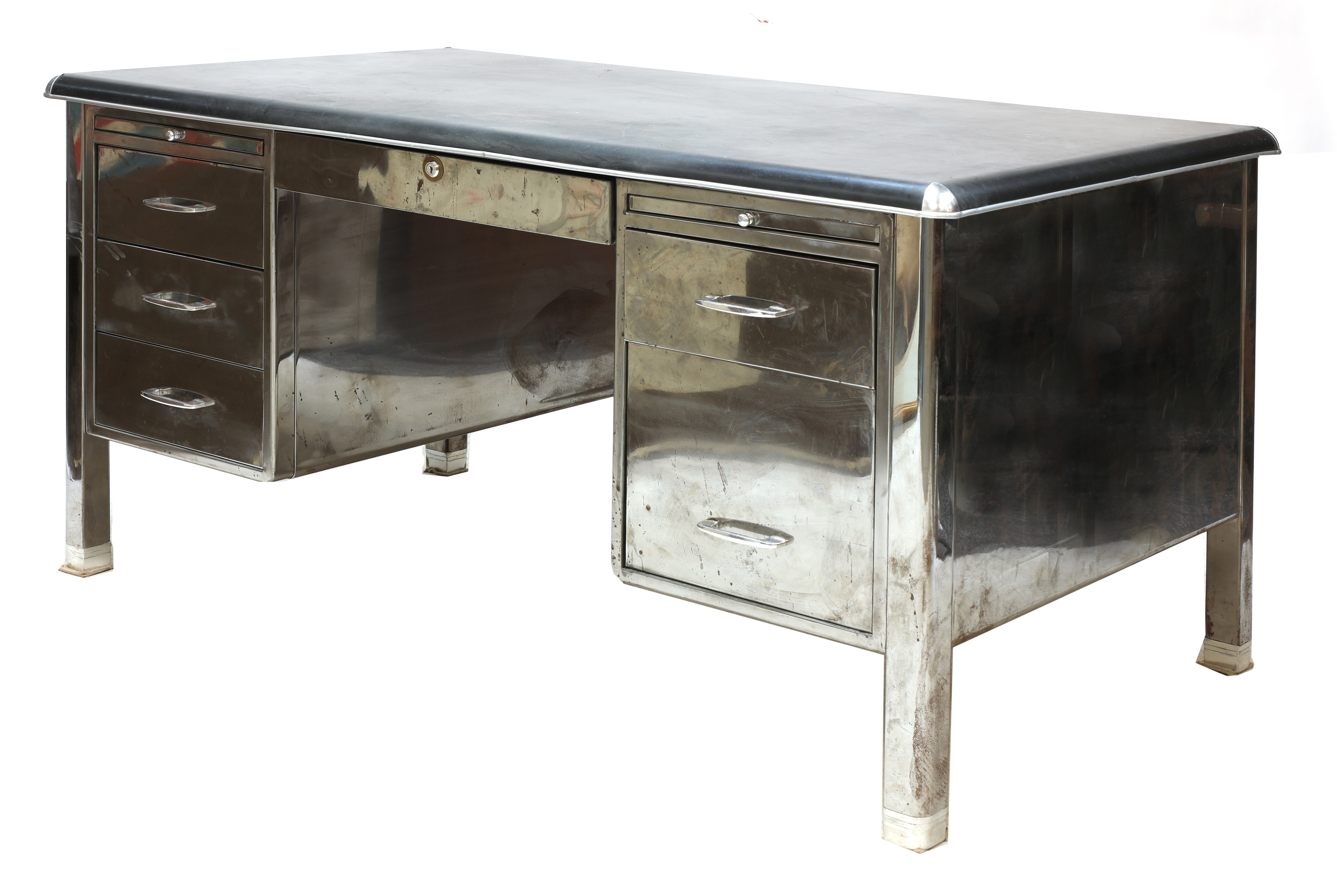 Lot 153 A Polished Steel Desk lot-153-a-polished-steel-desk