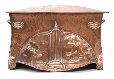 Lot 58 - An Arts and Crafts embossed copper coal scuttle