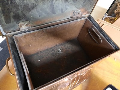 Lot 58 - An Arts and Crafts embossed copper coal scuttle