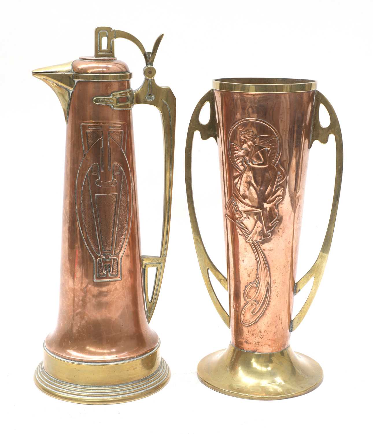 Lot 4 - A secessionist copper ewer and cover