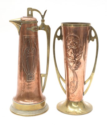 Lot 4 - A secessionist copper ewer and cover