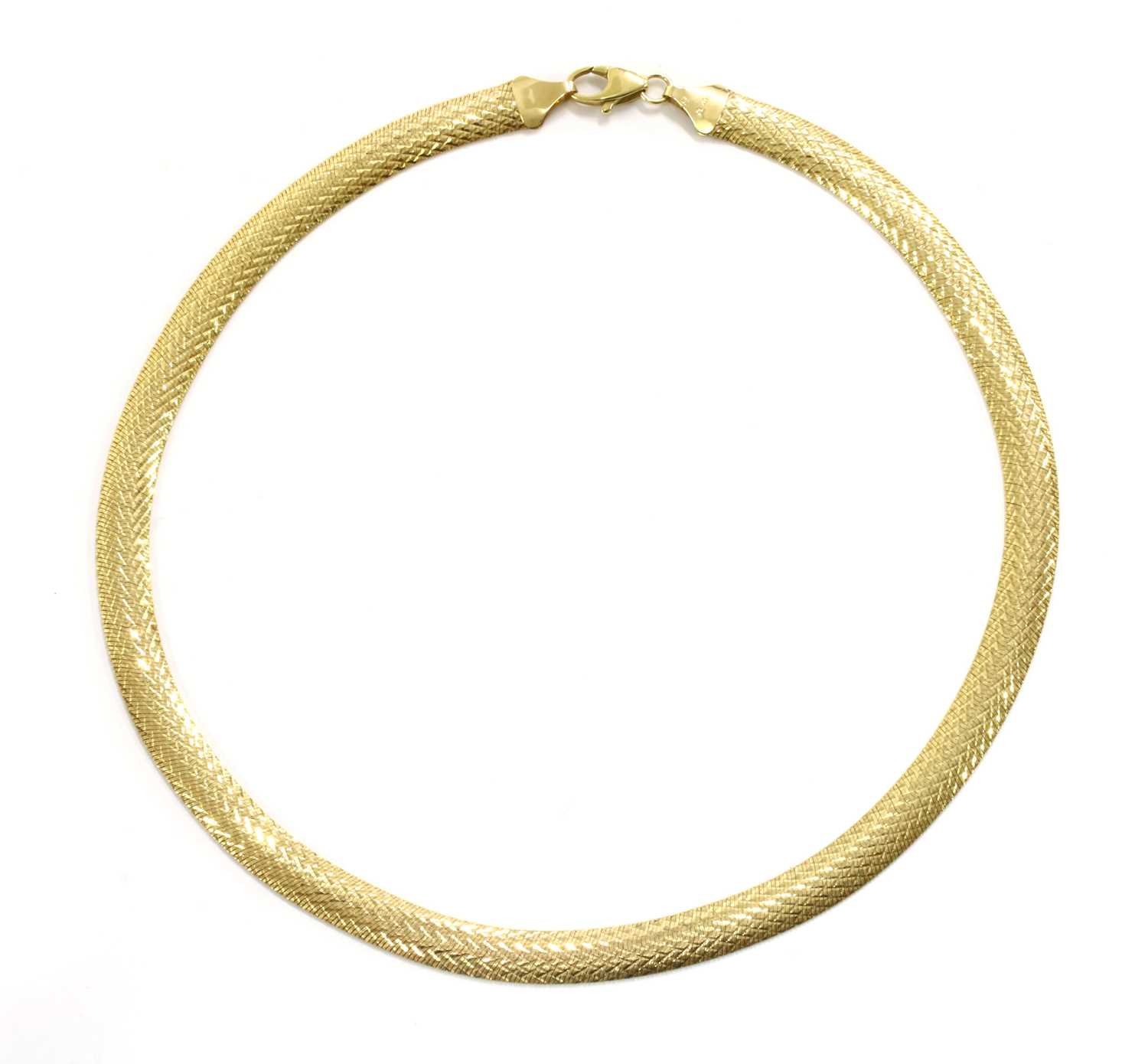 Lot 62 - A 9ct gold herringbone link necklace
