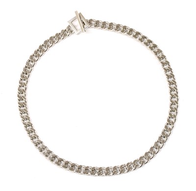 Lot 72 - A 9ct white gold hollow curb link necklace