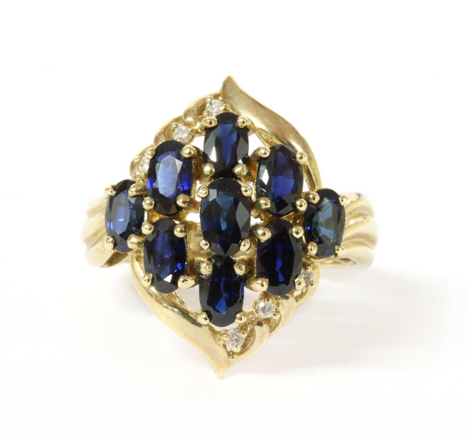 Lot 165 - A 9ct gold sapphire and diamond ring