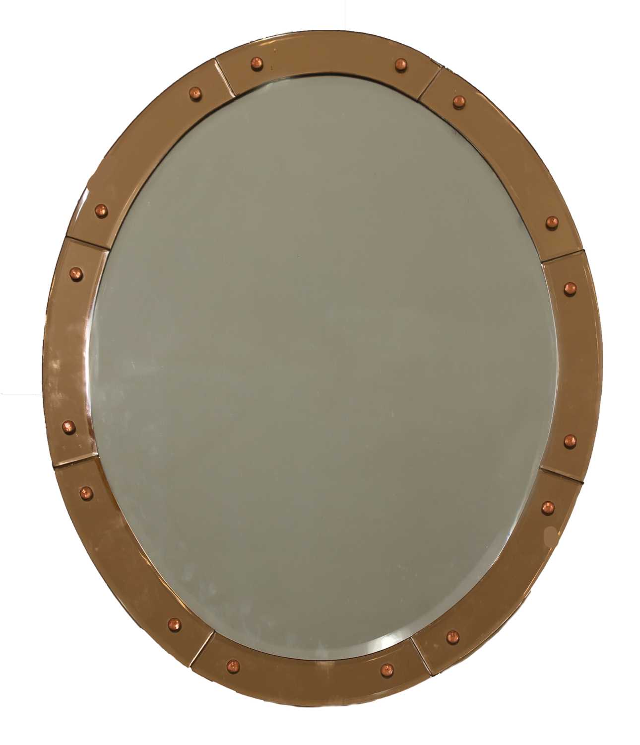Lot 464 - An oval bevelled panel wall mirror