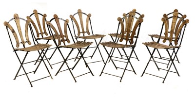 Lot 156 - A set of eight French folding bistro or garden chairs