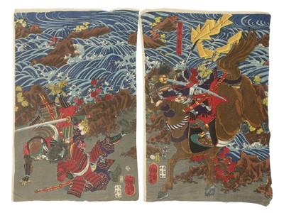 Lot 350 - A Japanese woodblock diptych
