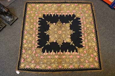 Lot 92 - Two near pair Persian embroidered wall hangings