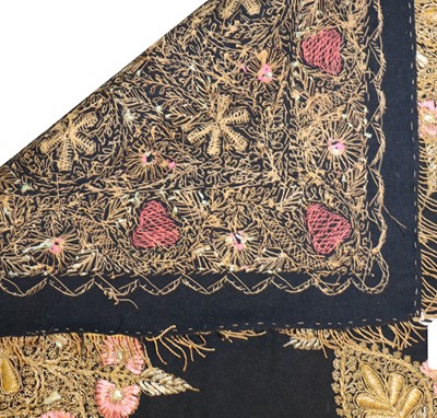 Lot 92 - Two near pair Persian embroidered wall hangings