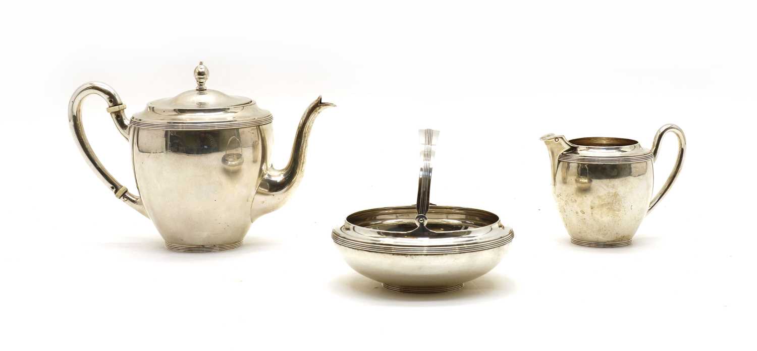 Lot 7 - A Dutch silver three piece tea set