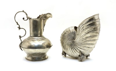 Lot 88 - A large silver plated vase in the form of a nautilus shell