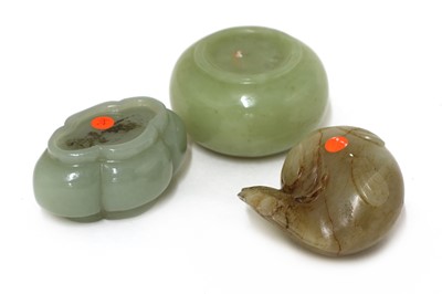 Lot 83 - A collection of three Chinese jade waterpots