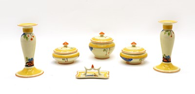 Lot 35 - A collection of Myott & Son hand painted dressing table wares