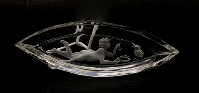 Lot 41 - A navette form glass pin tray