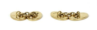 Lot 241 - A pair of 9ct gold diamond set chain link cufflinks