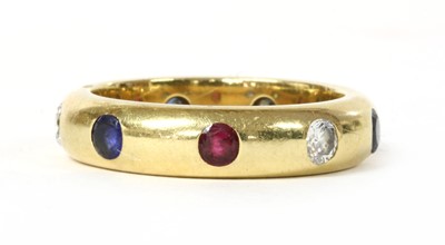 Lot 136 - A gold diamond, sapphire and ruby ring
